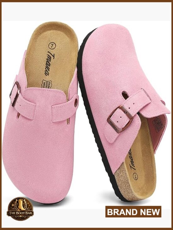 Shoes - Memory Foam Orthopedic Clogs - Arch Support Cork Footbed - Closed Toe -